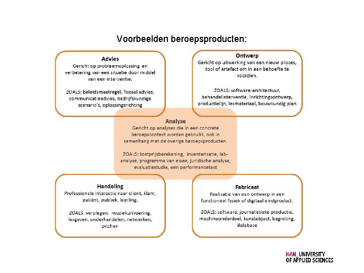 Voorbeelden beroepsproducten: 