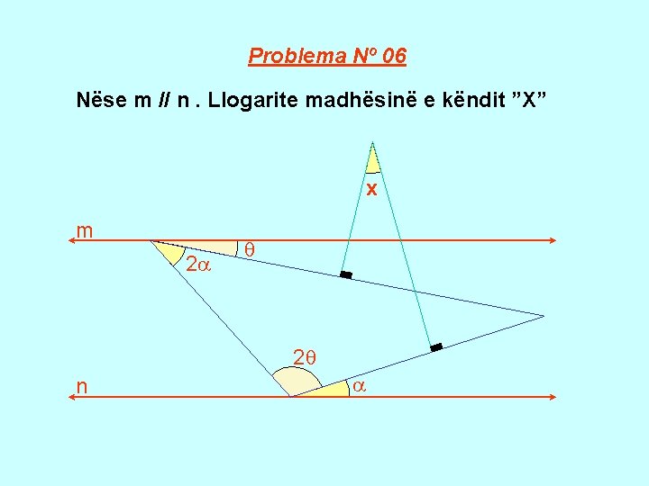 Problema Nº 06 Nëse m // n. Llogarite madhësinë e këndit ”X” x m