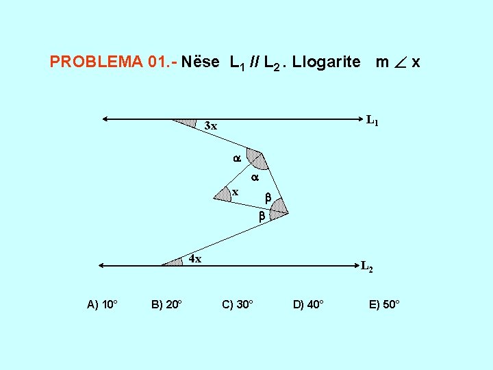 PROBLEMA 01. - Nëse L 1 // L 2. Llogarite m x L 1