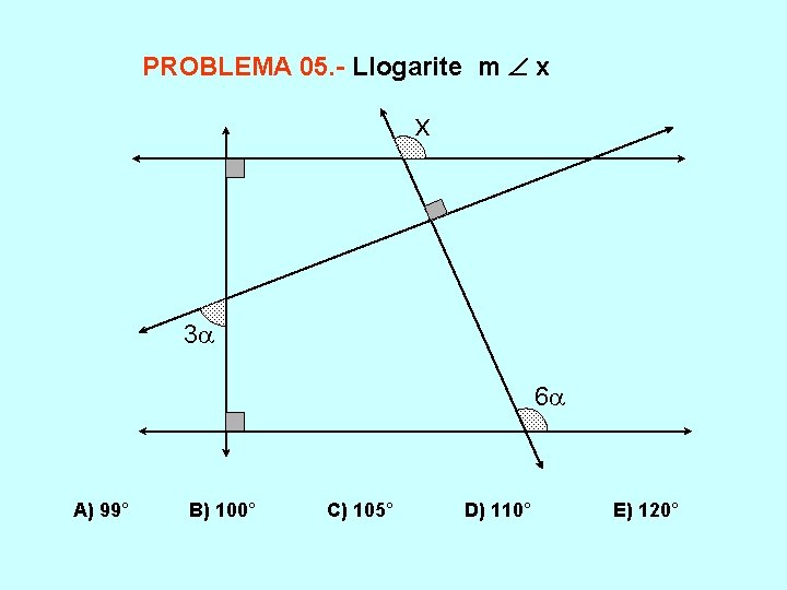 PROBLEMA 05. - Llogarite m x x 3 6 A) 99° B) 100° C)