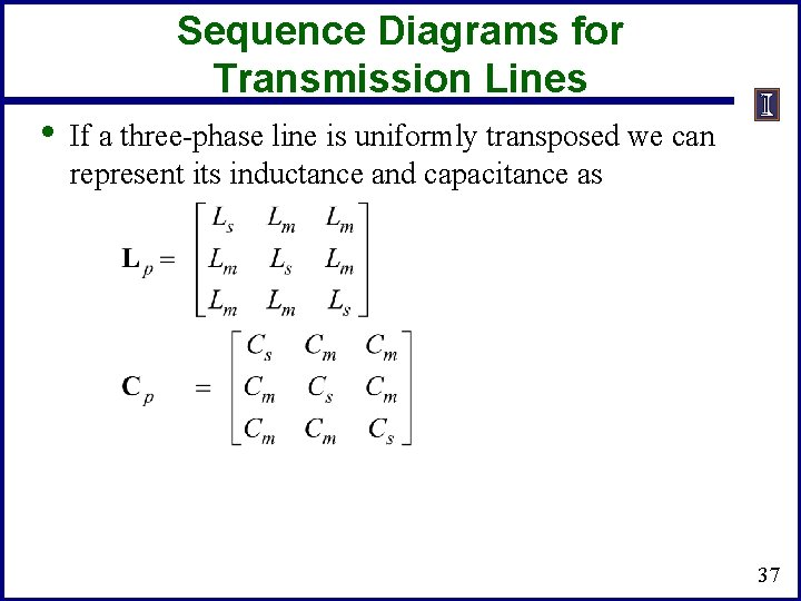 Sequence Diagrams for Transmission Lines • If a three-phase line is uniformly transposed we