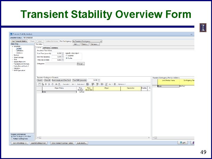 Transient Stability Overview Form 49 