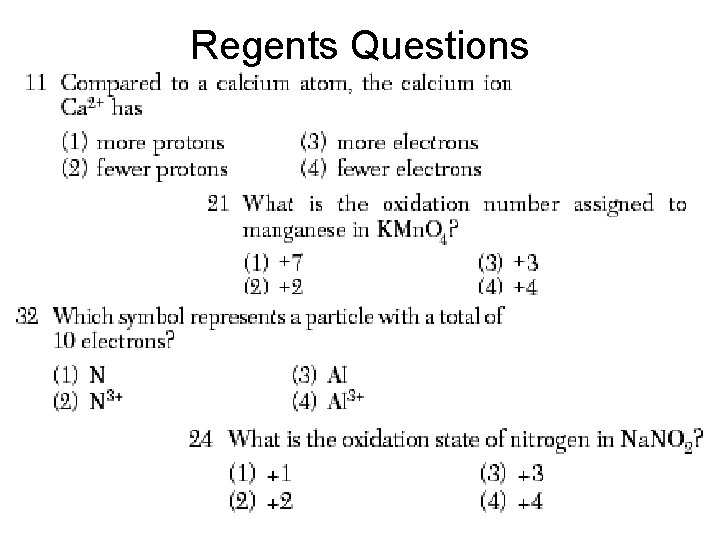 Regents Questions 5 