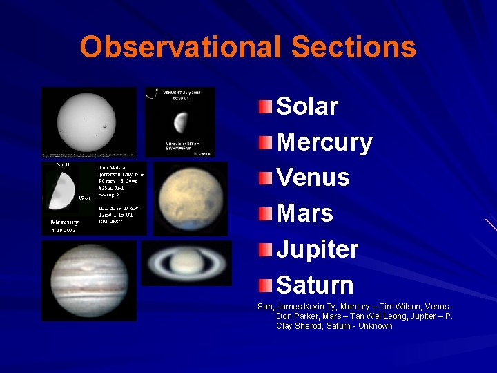 Observational Sections Solar Mercury Venus Mars Jupiter Saturn Sun, James Kevin Ty, Mercury –