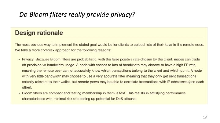 Do Bloom filters really provide privacy? 18 