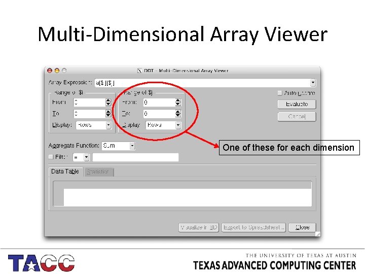 Multi-Dimensional Array Viewer One of these for each dimension 