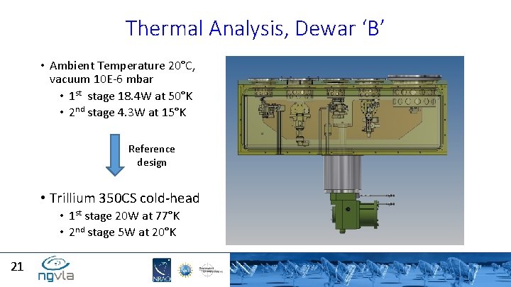 Thermal Analysis, Dewar ‘B’ • Ambient Temperature 20°C, vacuum 10 E-6 mbar • 1