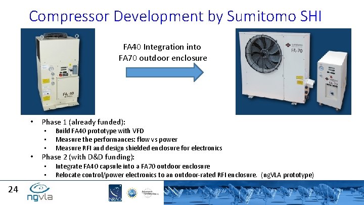 Compressor Development by Sumitomo SHI FA 40 Integration into FA 70 outdoor enclosure •