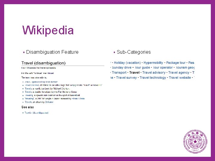 Wikipedia • Disambiguation Feature • Sub-Categories 