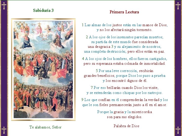 Sabiduría 3 Primera Lectura 1 Las almas de los justos están en las manos