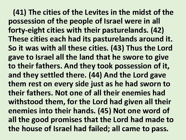 (41) The cities of the Levites in the midst of the possession of the