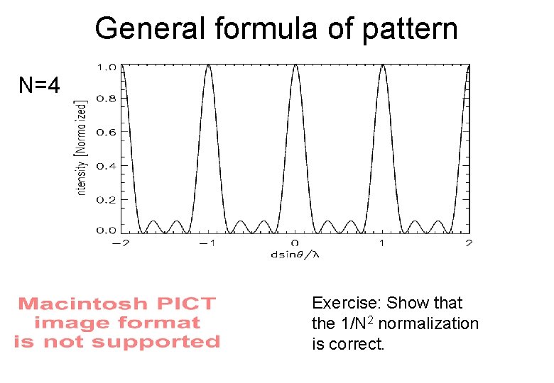 General formula of pattern N=4 Exercise: Show that the 1/N 2 normalization is correct.