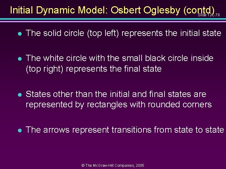 Initial Dynamic Model: Osbert Oglesby (contd) Slide 12 C. 79 l The solid circle