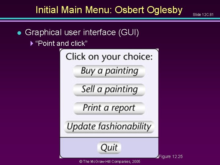 Initial Main Menu: Osbert Oglesby l Graphical user interface (GUI) 4“Point and click” Figure