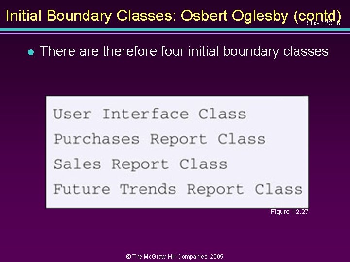 Initial Boundary Classes: Osbert Oglesby (contd) Slide 12 C. 86 l There are therefore