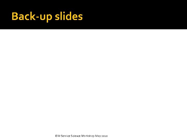 Back-up slides IBM Service Science Workshop May 2010 