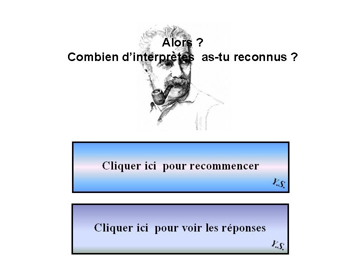 Alors ? Combien d’interprètes as-tu reconnus ? 
