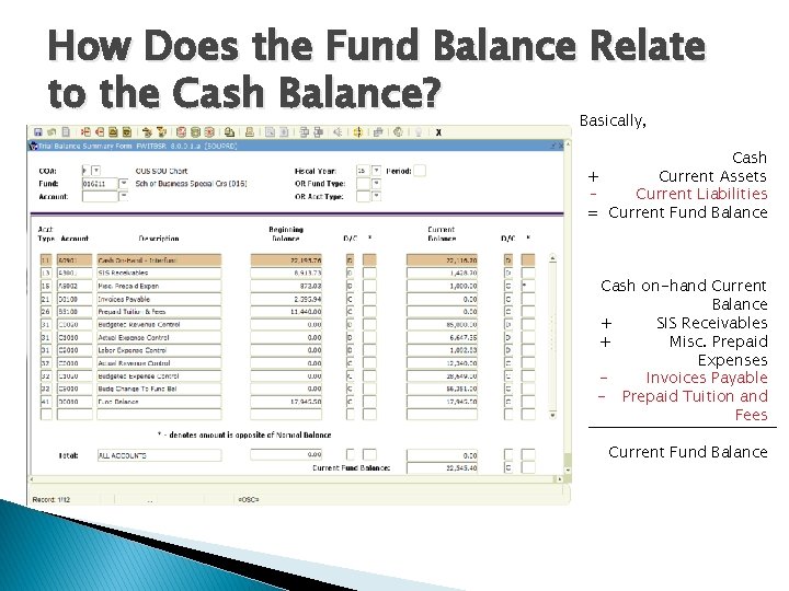 How Does the Fund Balance Relate to the Cash Balance? Basically, Cash + Current