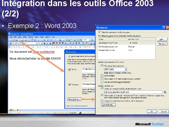 Intégration dans les outils Office 2003 (2/2) • Exemple 2 : Word 2003 