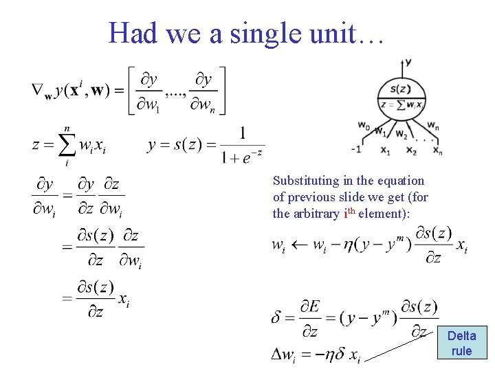 Had we a single unit… Substituting in the equation of previous slide we get
