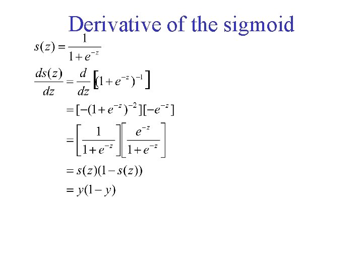 Derivative of the sigmoid 