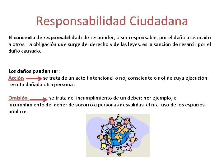 Responsabilidad Ciudadana El concepto de responsabilidad: de responder, o ser responsable, por el daño