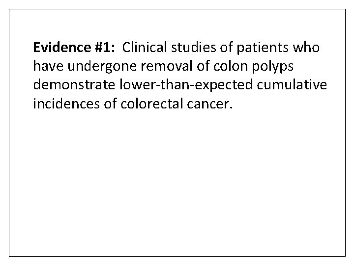 Evidence #1: Clinical studies of patients who have undergone removal of colon polyps demonstrate