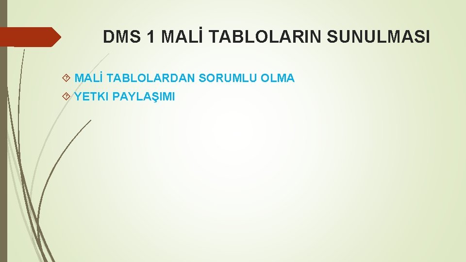 DMS 1 MALİ TABLOLARIN SUNULMASI MALİ TABLOLARDAN SORUMLU OLMA YETKI PAYLAŞIMI 