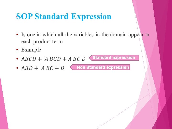  • Standardexpression Non Standard expression 