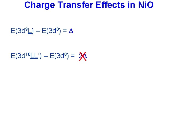 Charge Transfer Effects in Ni. O E(3 d 9 L) – E(3 d 8)