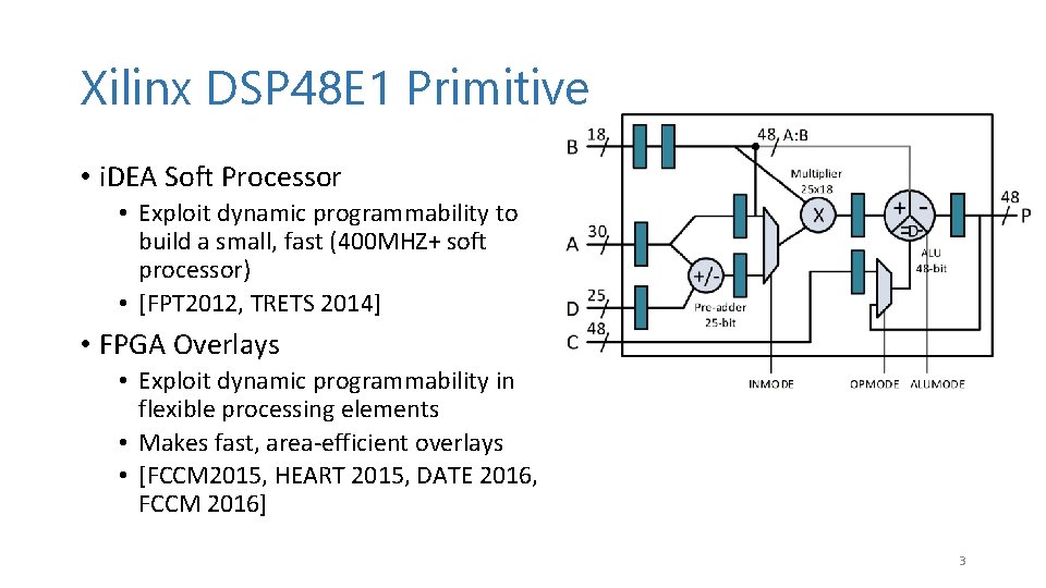 Xilinx DSP 48 E 1 Primitive • i. DEA Soft Processor • Exploit dynamic