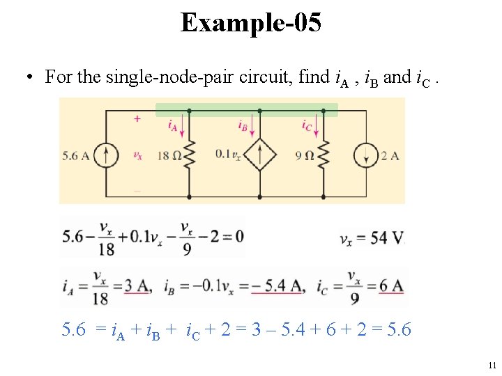 Example-05 • For the single-node-pair circuit, find i. A , i. B and i.