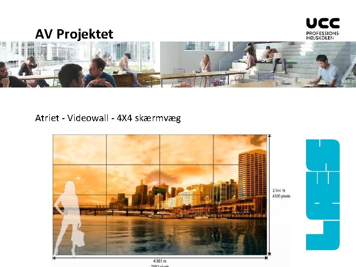 AV Projektet Atriet - Videowall - 4 X 4 skærmvæg 