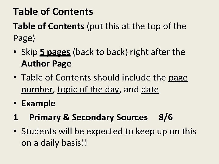 Table of Contents (put this at the top of the Page) • Skip 5 Table of Contents (put this at the top of the Page) • Skip 5