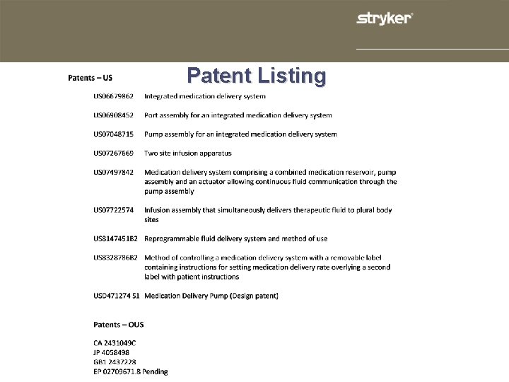 Patent Listing 