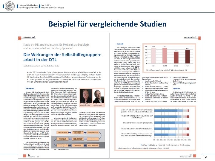 Beispiel für vergleichende Studien Selbsthilfekongress 2014, Berlin, Kofahl 45 