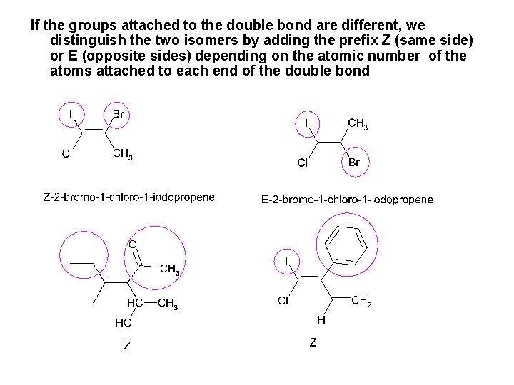 If the groups attached to the double bond are different, we distinguish the two