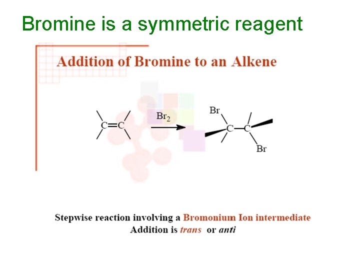 Bromine is a symmetric reagent 