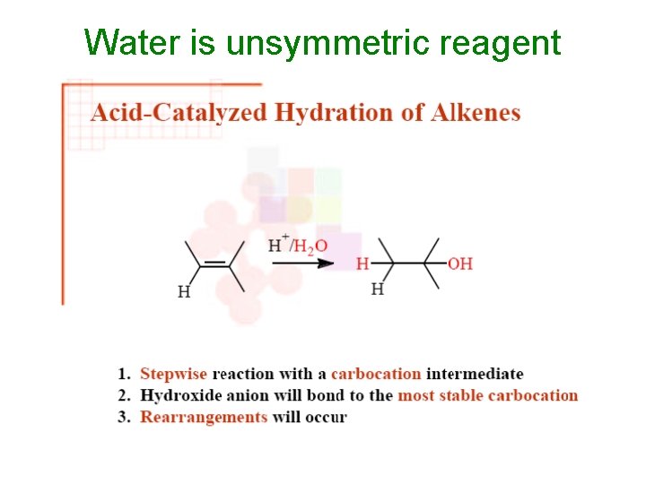 Water is unsymmetric reagent 