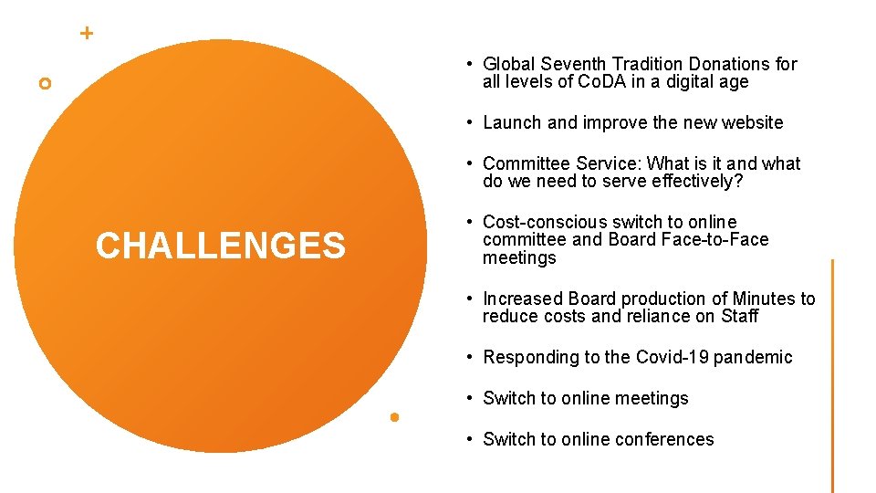  • Global Seventh Tradition Donations for all levels of Co. DA in a