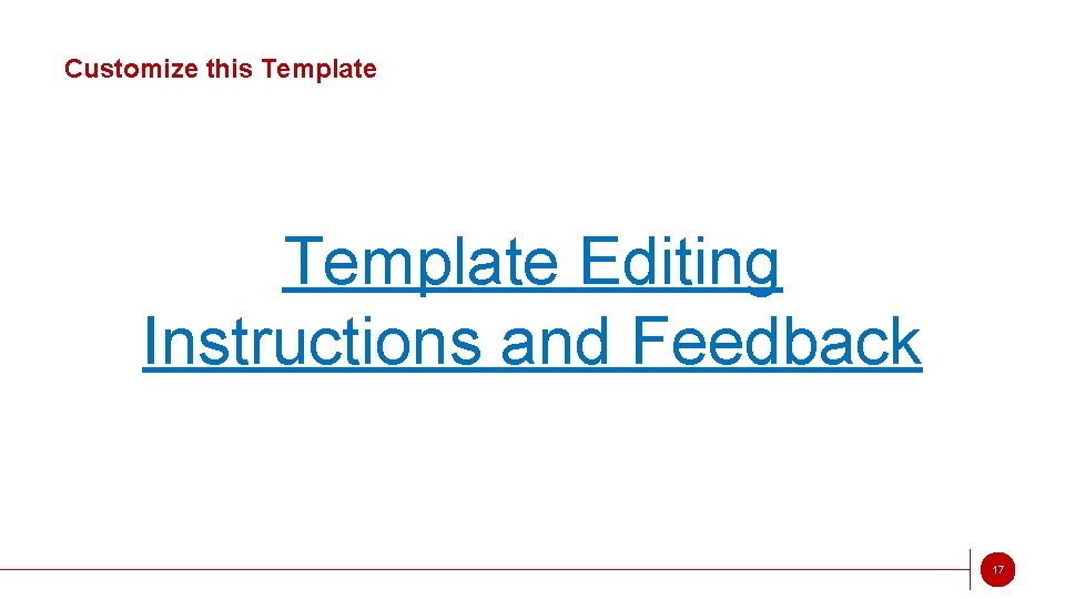 Customize this Template Editing Instructions and Feedback 17 