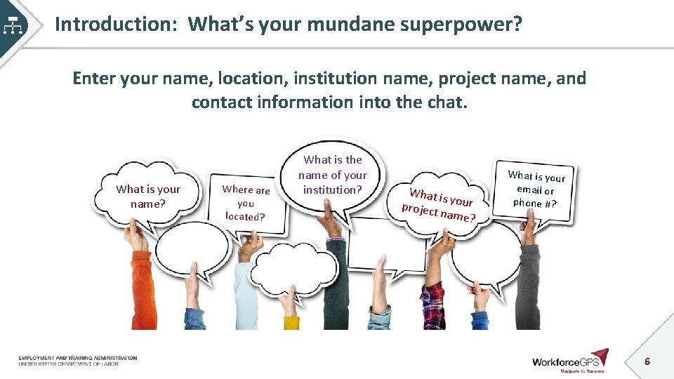 Introduction: What’s your mundane superpower? Enter your name, location, institution name, project name, and