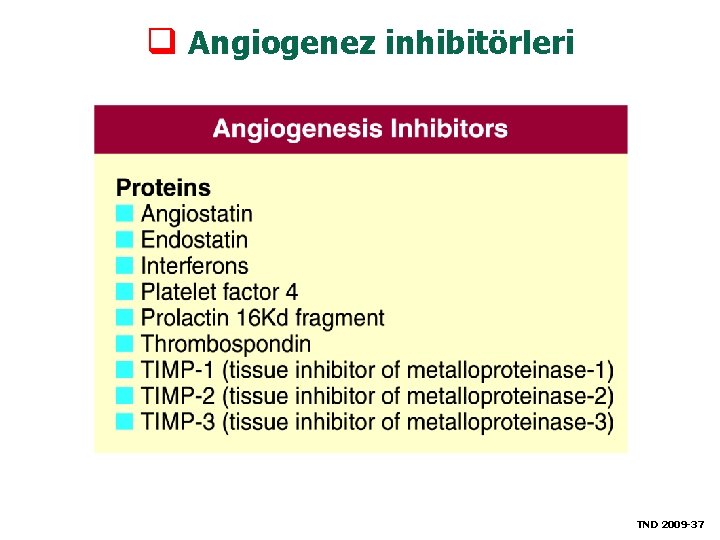 q Angiogenez inhibitörleri TND 2009 -37 