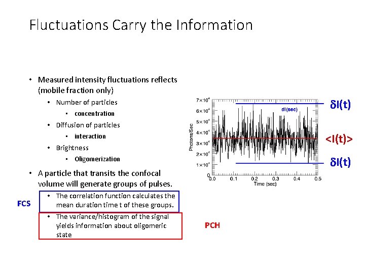 Fluctuations Carry the Information • Measured intensity fluctuations reflects (mobile fraction only) d. I(t)