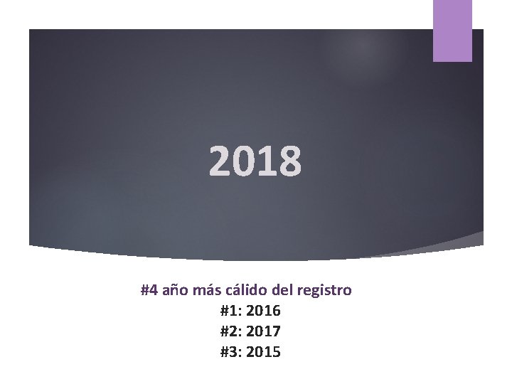 2018 #4 año más cálido del registro #1: 2016 #2: 2017 #3: 2015 