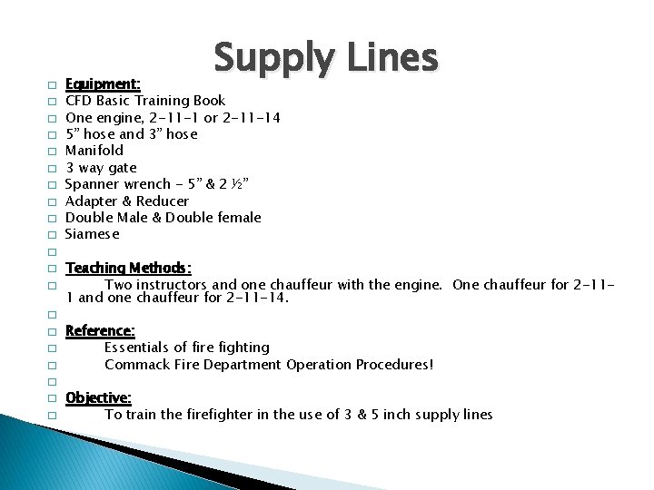 � � � � � Supply Lines Equipment: CFD Basic Training Book One engine,