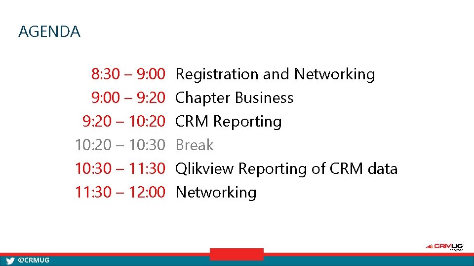 AGENDA 8: 30 – 9: 00 Registration and Networking 9: 00 – 9: 20