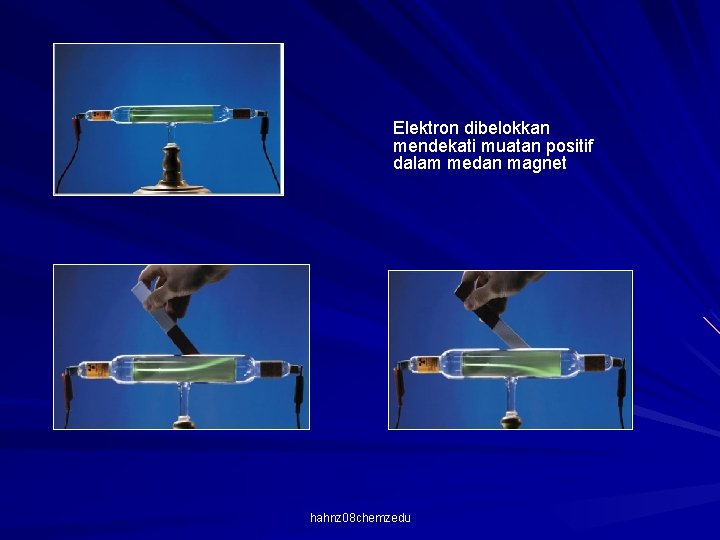 Elektron dibelokkan mendekati muatan positif dalam medan magnet hahnz 08 chemzedu 