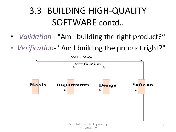 3. 3 BUILDING HIGH-QUALITY SOFTWARE contd. . • Validation - "Am I building the 3. 3 BUILDING HIGH-QUALITY SOFTWARE contd. . • Validation - "Am I building the