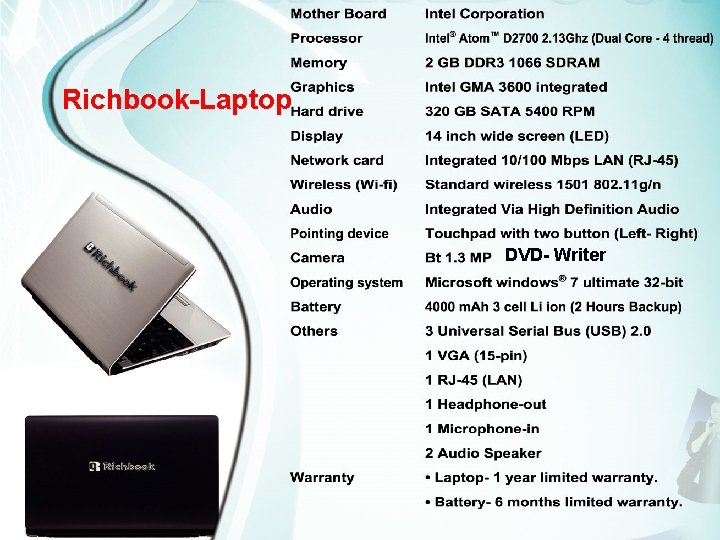 Richbook-Laptop DVD- Writer 